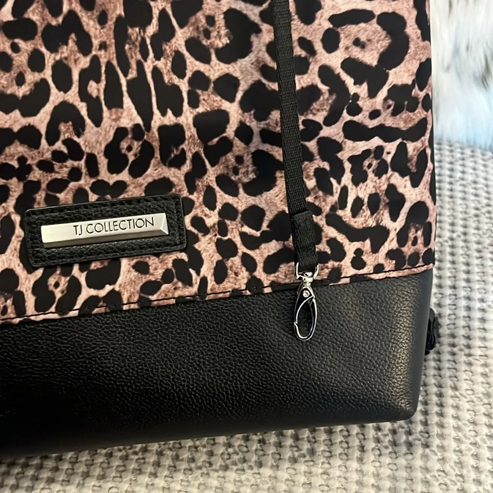 TJ Collection Leopard Torbole Convertible Transformer Backpack Crossbody Bag